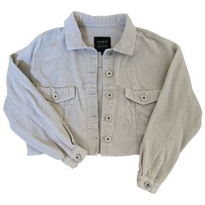 Corduroy Cropped Shacket Beige Raw Hem Jacket Y2K Cotton On Women’s Size 2